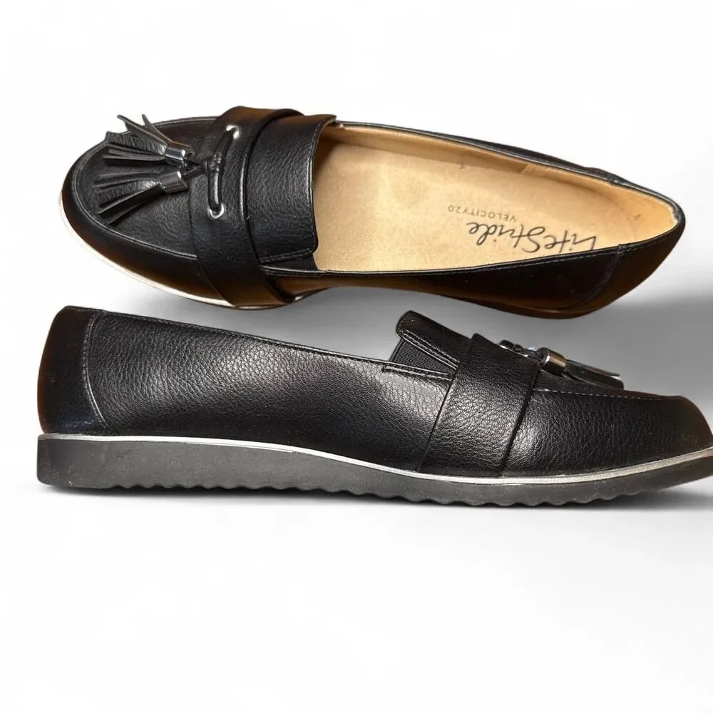 Lifestride Zee Tassle Women's Black Loafers Flats Comfort Walking